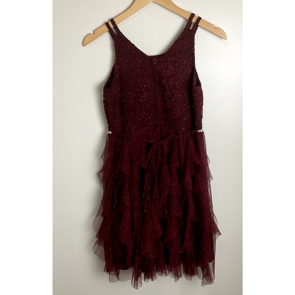 Speechless Kids Burgandy Dress Size 16 Lace‎ & Ruffle Tulle Dress - Picture 3 of 7